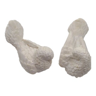 Alabaster Dove Figurines Made in Italy by A. Santini - a Pair For Sale