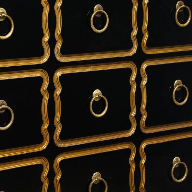 1950s Mid-Century Dorothy Draper Chest of Drawers for España in Gilt & Black Lacquer For Sale - Image 10 of 11