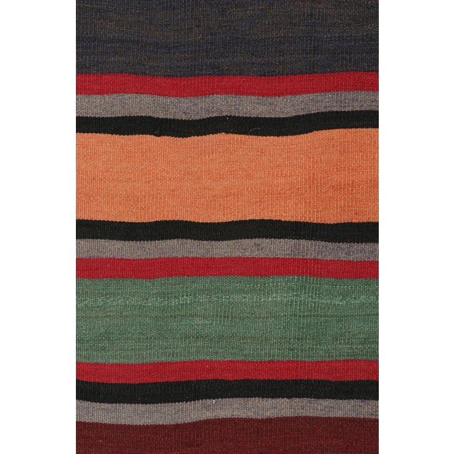 Tribal 1950s Vintage Persian Bidjar Kilim in Polychromatic Stripes by Rug & Kilim - 5'6''x6'7'' For Sale - Image 3 of 7