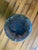 Élégant decorative art pottery vase with a vivid blue crackle glaze, flared rim, and rounded ribbed body with a pleasing...