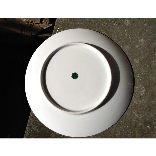 Victorian Antique Turkey Cabinet Plate Stw Bavaria Germany Green With Gold Gilding For Sale - Image 3 of 7