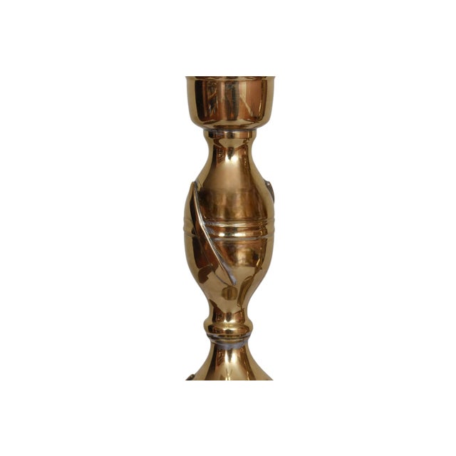 Mid-Century Modern Atomic Polished Brass Candlestick Holders, a Pair For Sale - Image 3 of 6