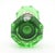 Vintage octagon shaped green glass door knobs with a nickel plated brass shank. Priced as a pair of knobs with a spindle....