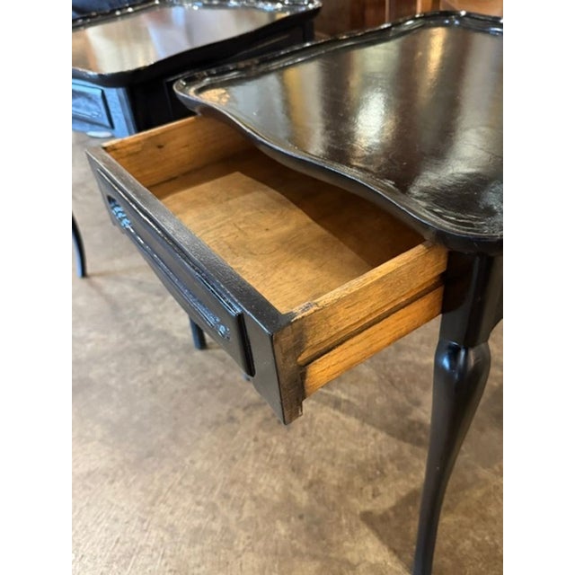 Wood Pair of Vintage French Provincial Black Side Tables For Sale - Image 7 of 7
