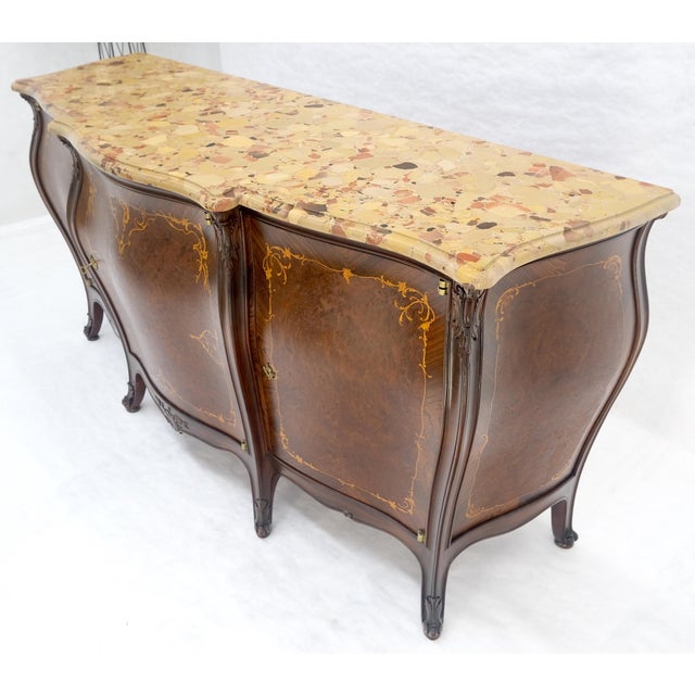 Very Fine Extra Large French Inlaid Bombe 3 Doors Dresser Fitted Drawers MINT For Sale - Image 10 of 18