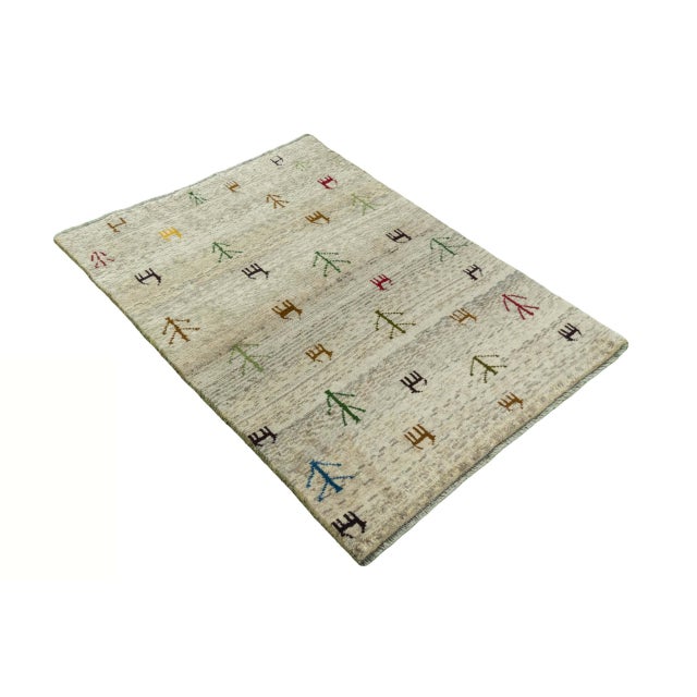 Mid-Century Modern Hand-Knotted Gabbeh Nomadic Rug with Natural Tones & Symbolism For Sale - Image 3 of 11