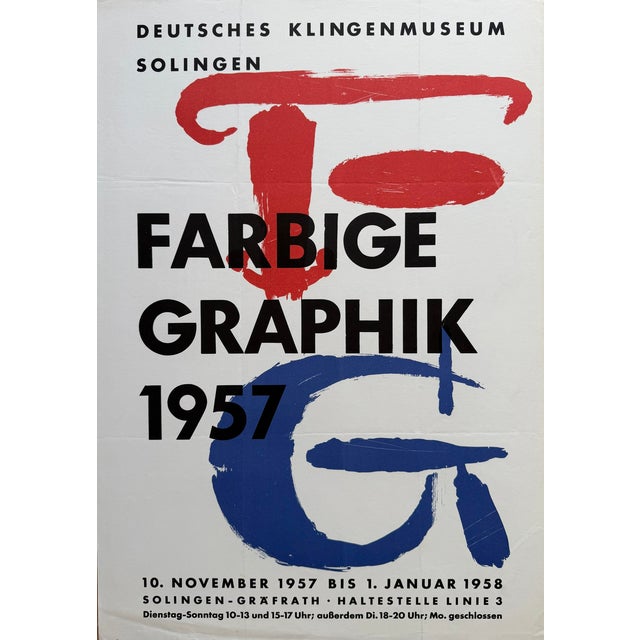Paper Anonymous, Farbige Graphik, 1957, Deutsches Klingenmuseum Solingen, 1957, Vintage Exhibition Poster, Printed in Germany For Sale - Image 7 of 12