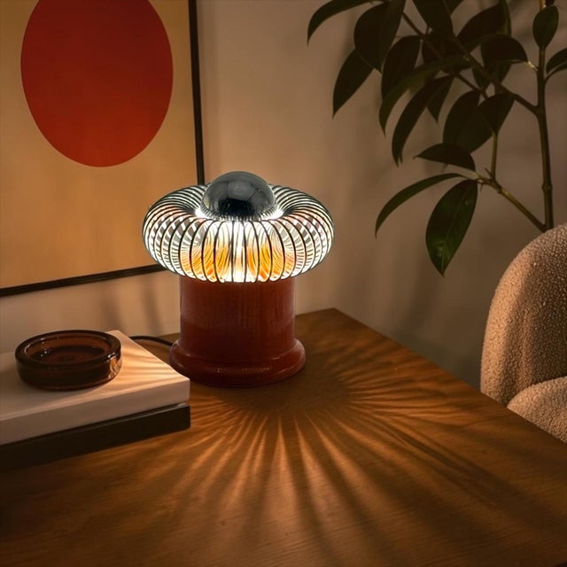 Plastic Sculptural Orange Plastic Table Lamp by Les Eclarares, France, 1990s For Sale - Image 7 of 16