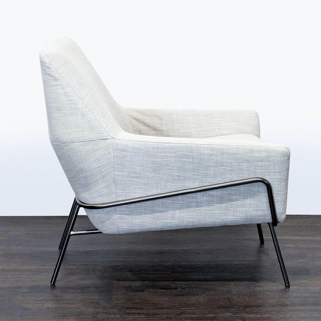 2010s West Elm Lucas Modern Lounge Chair in Light Gray Upholstery For Sale - Image 5 of 9