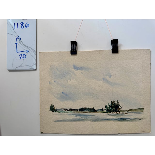 Blue Henry Emil Salloch Original Watercolor on Paper Warren Island, Maine. 1948. For Sale - Image 8 of 8