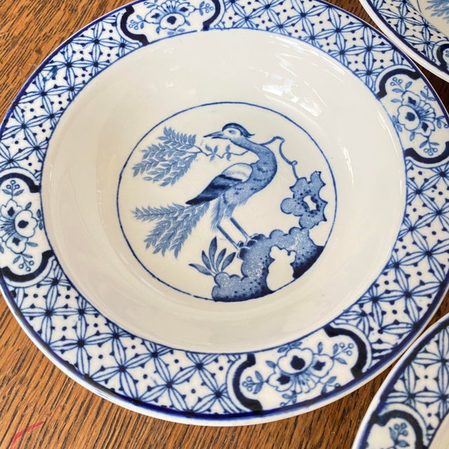 1920s Antique Blue and White Berry/Fruit Bowls by Wood & Sons Made in England "Yuan" Pattern Set of 4 For Sale - Image 5 of 10
