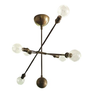 Apparatus Studio Tandem Highwire Small Chandelier in Aged Brass With Leather Wrap For Sale