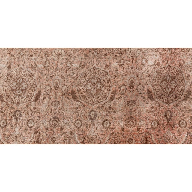 Vintage Persian Tabriz Brown Handmade Wool Rug For Sale - Image 10 of 11
