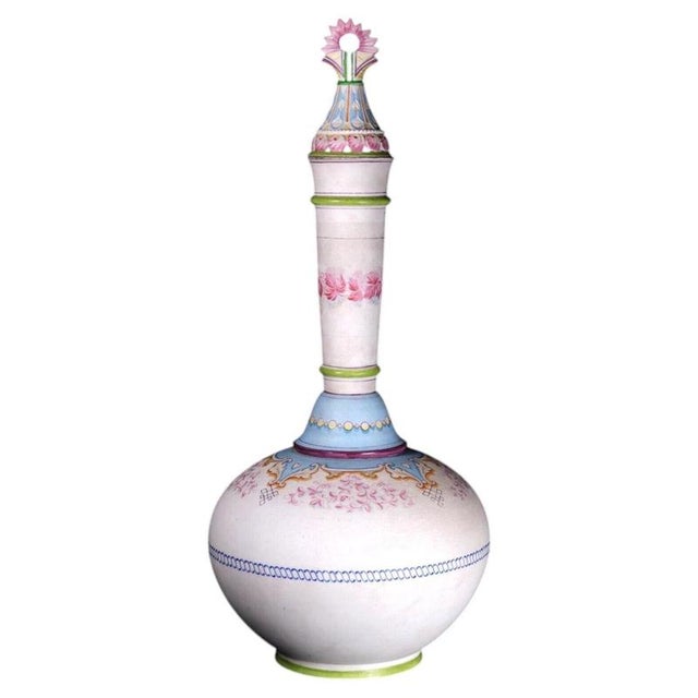 Biscuit Porcelain Covered Bottle Vase with Painted Decoration by Jean Gille For Sale - Image 17 of 17