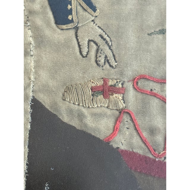 Vintage French Revolutionary Officer Textile Art Framed Wool Applique Military Portrait For Sale - Image 9 of 11