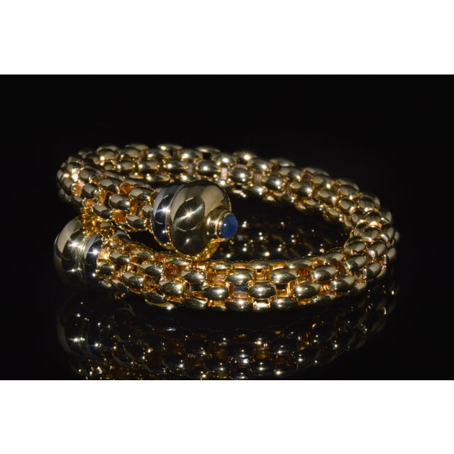 Late 20th Century Rare Fope Flex’it Blue Sapphire Woven Wrap Bangle Bracelet in 18k Yellow & White Gold For Sale - Image 17 of 17