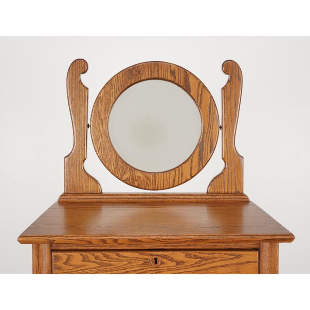 Traditional Mid 20th Century Eastlake Quarter Sawn Oak Tall Dresser With Beveled Mirror For Sale - Image 3 of 13
