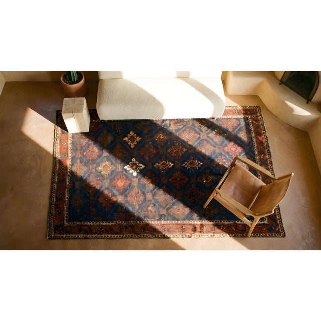 1900s Navy Blue Diamond Tribal Antique Persian Baluch Rug 2'3'' X 2'9'' Knotted Wool Carpet For Sale - Image 11 of 12