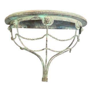 Early 20th Century Vintage Verdigris Wall Shelf For Sale