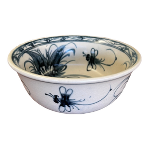 Vintage Bat Trang Vietnamese Ceramic Bowl With Hand-Painted Dragonfly Motif