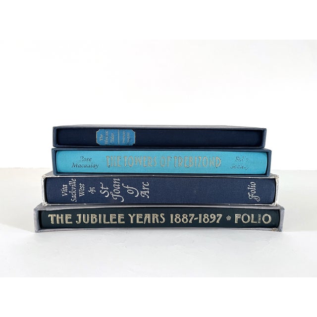 Textile Blue Books, Folio Society - Set 4 For Sale - Image 7 of 10