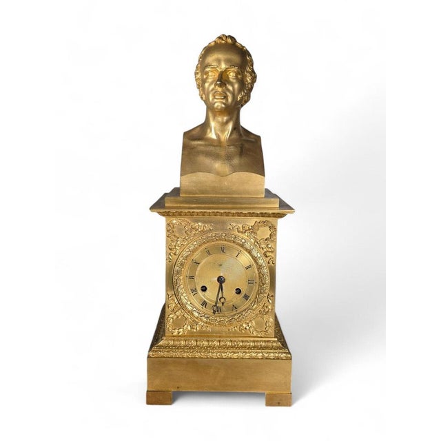 Traditional French Empire Gilded Bronze Mantel Clock, 1800s For Sale - Image 3 of 15