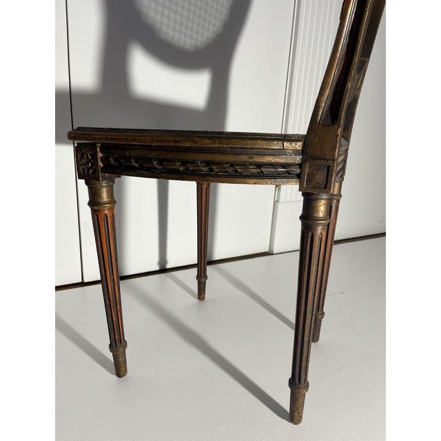 French Handcarved Walnut Louis XVI Card Table and Chairs For Sale - Image 3 of 17