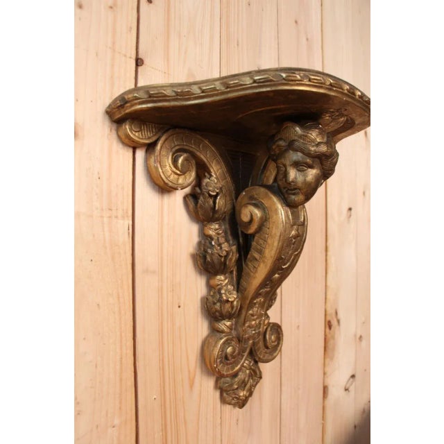 Large Antique Wall Console in Gilded Wood For Sale - Image 4 of 9
