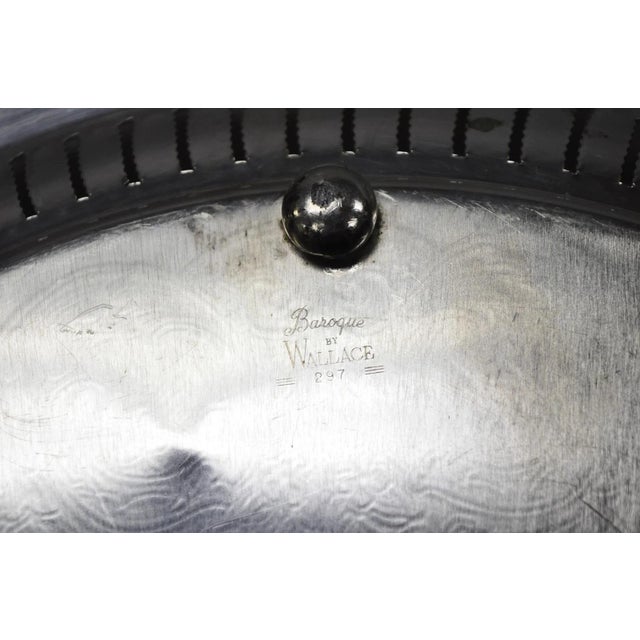Vintage Baroque by Wallace Silver Plated Round Footed Serving Platter Bar Tray For Sale - Image 10 of 12