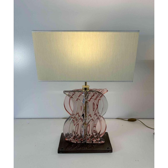 Art Deco Style Pink Murano Glass Table Lamps, 2000s, Set of 2 For Sale - Image 9 of 10