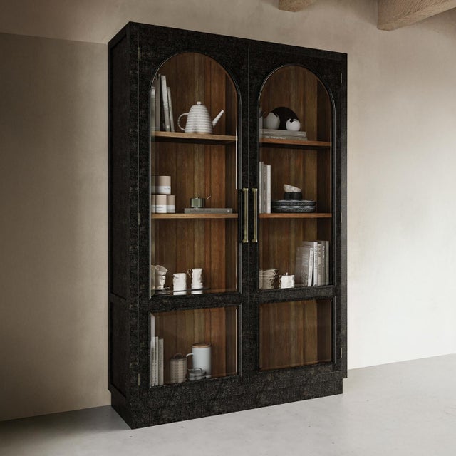 Mid-Century Modern Black Display Cabinet For Sale - Image 3 of 12