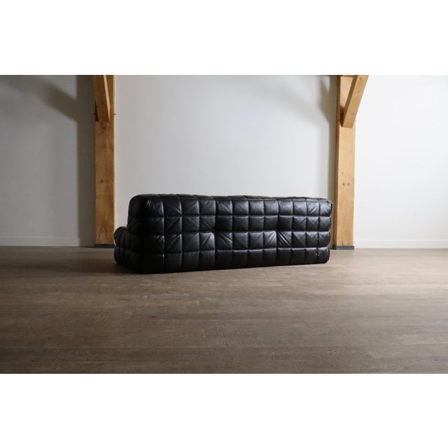Ligne Roset Kashima Three Seater Sofa in Black Leather by Michel Ducaroy for Ligne Roset, 1970s For Sale - Image 4 of 15