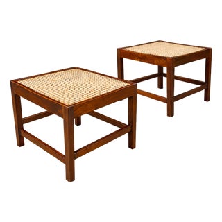 Pair of Brazilian Modern Stools in Rosewood and Cane, Liceu De Artes, 1960s For Sale