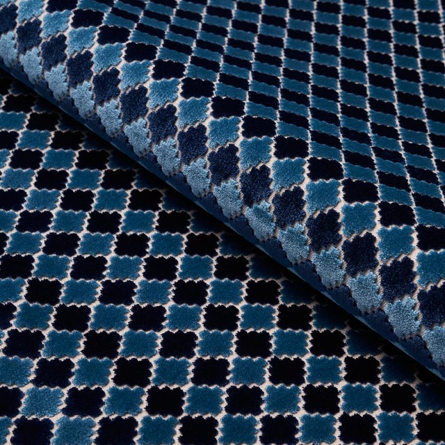 SAMPLE - Schumacher Marrakesh Velvet Fabric In Indigo For Sale