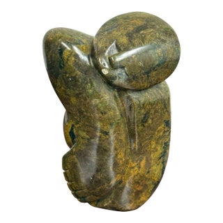 African Hand-Carved Polished Stone Abstract Figure Sculpture For Sale