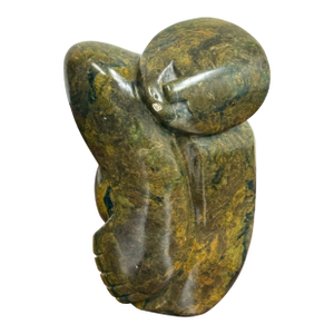 African Hand-Carved Polished Stone Abstract Figure Sculpture