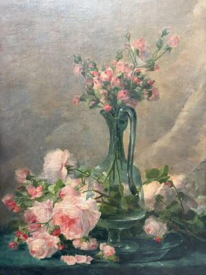 Unknown, Still Life with Roses Bouquet of Flowers, 1890s, Oil on Canvas