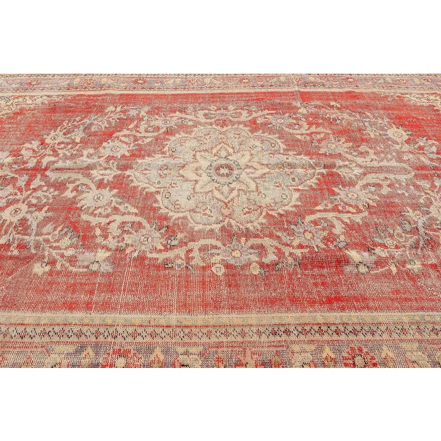 Mid 20th Century Large Vintage Turkish Oushak Rug For Sale - Image 4 of 7