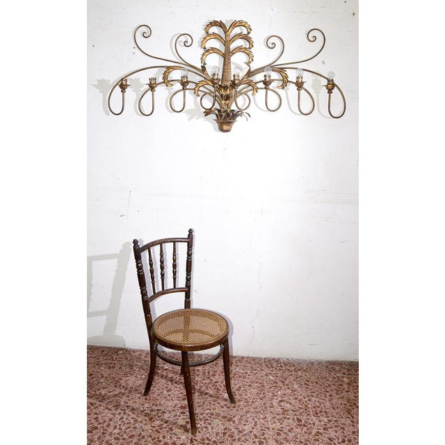 Wrought iron applique wall wall golden wall with leaf and palm decorations with 8 lights size: height 66 cm width 146 cm...