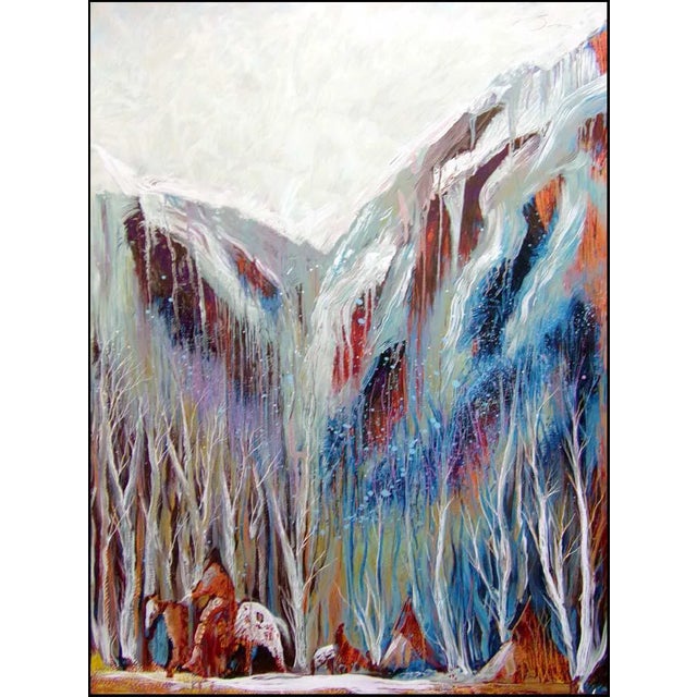 1990s "Camp of the Mountain Crows" Serigraph on Paper Hand Signed by Earl Biss For Sale