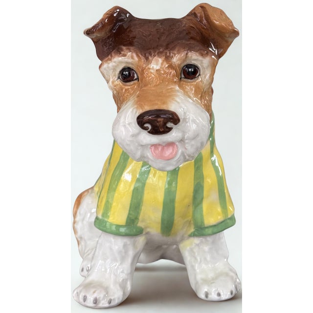Vintage Ceramic Boston Terrier in Preppy Striped Sweater For Sale - Image 4 of 18