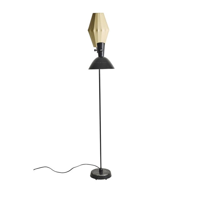 A striking two-arm floor lamp designed by Hans Bergström for Ateljé Lyktan, Sweden, circa 1950s. An exceptional example...