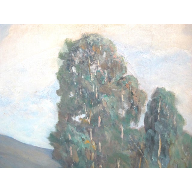 Rustic Ll Edwards Signed California Landscape Farmhouse Mountain Oil Painting For Sale - Image 3 of 6