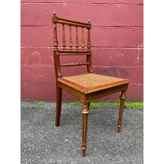 Pair of French Early 20th Century Louis XVI Style Caned Side Chairs With Brass Detail For Sale In New York - Image 6 of 13