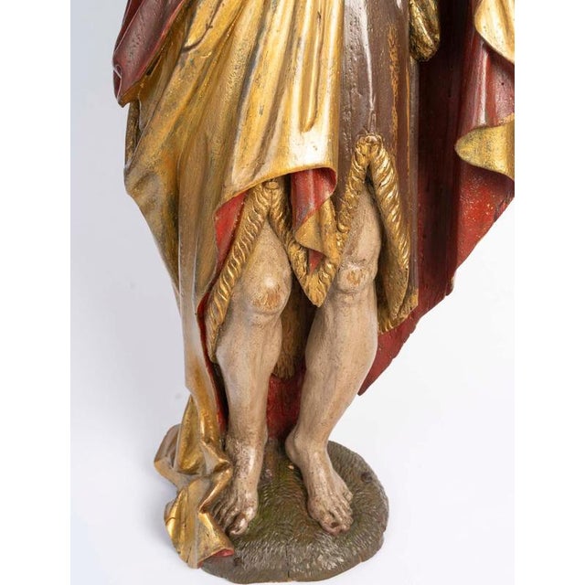 Late 16th Century Polychrome Carved Wooden Sculpture, Germany For Sale - Image 5 of 12