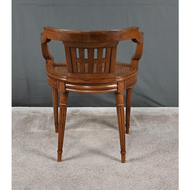 Wood Small Late 19th Century Louis XVI Style Walnut Office Chair For Sale - Image 7 of 18