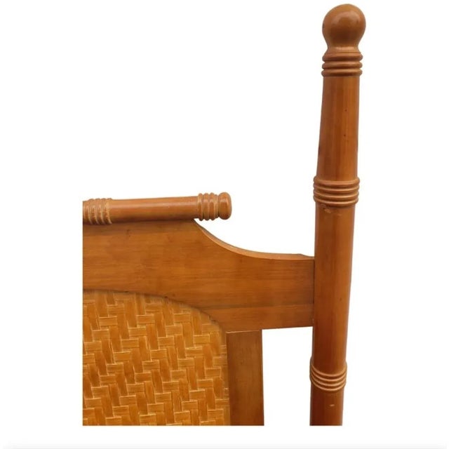 Mid Century Faux Bamboo Maple Split Reed Panels Queen Size Headboard For Sale - Image 4 of 8