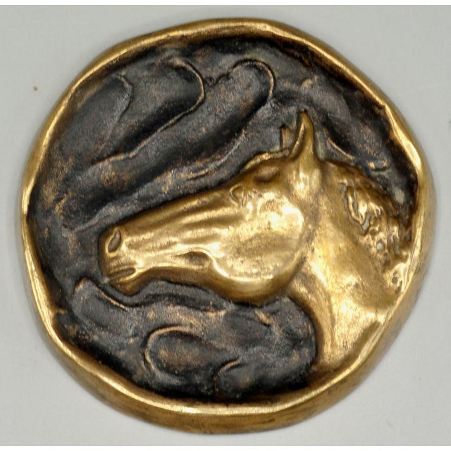 Modern Antique Gilt Bronze Equestrian Vide Poche Paperweight Dish For Sale - Image 3 of 8