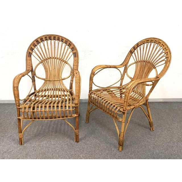 Mid-Century Italian Rattan & Bamboo Sofa, Armchairs & Coffee Table, 1960s, Set of 4 For Sale - Image 13 of 17