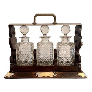 Antique Oak Bottle Tantalus, 1890, Set of 4 For Sale